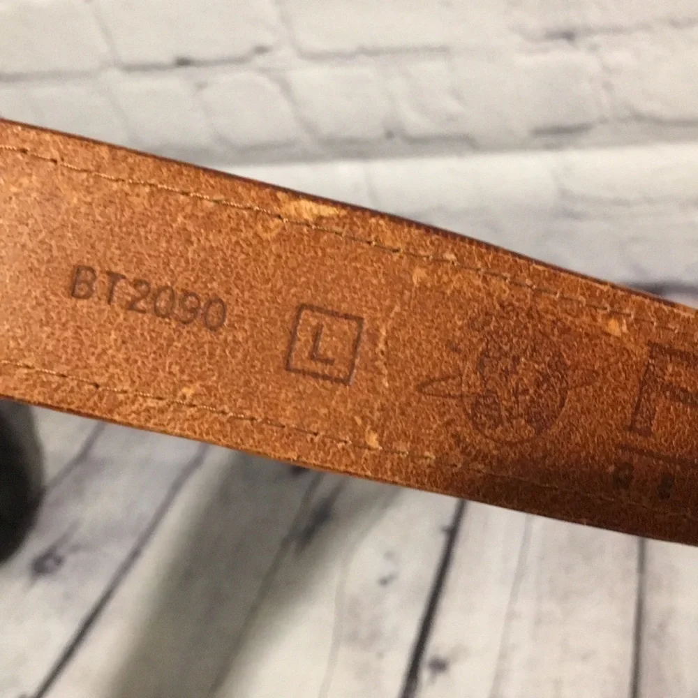 Fossil Vintage leather belt plaid design size large